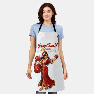 Lady Claus Delivers Christmas Gift Delivery Apron