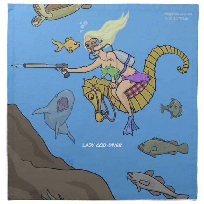 Lady Cod Diver Cloth Napkins