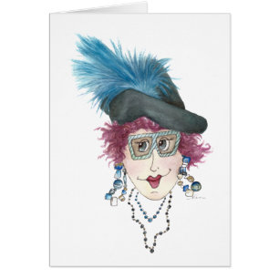 Lady colors her hair to match nail polish card