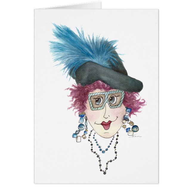 Lady colors her hair to match nail polish card (Front)
