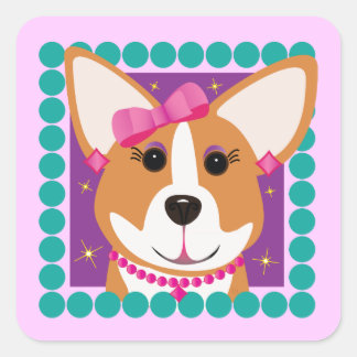 Lady Corgi Square Sticker