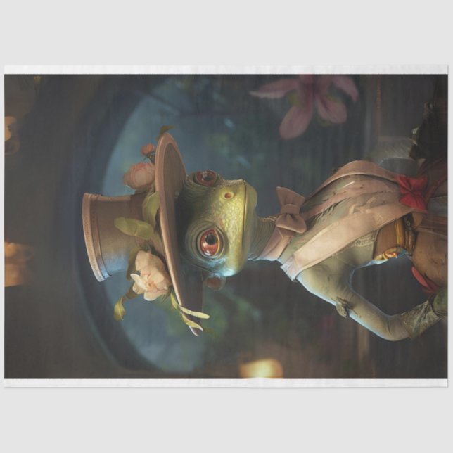 Lady Cricket Dressed in Green Decoupage Tissue Paper (Front)