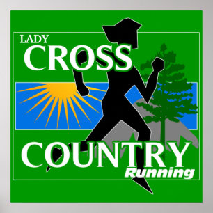 Lady Cross Country Running Poster