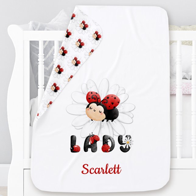 Lady Cute Ladybug Love Ladybird Name Baby Blanket (Lady Cute Ladybug Love Ladybird Name Baby Blanket)