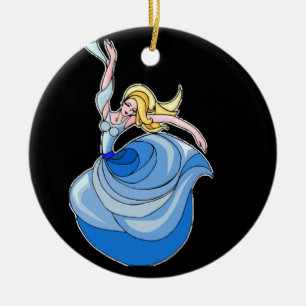 Lady dancer in blue ceramic ornament
