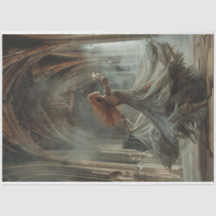 Lady dancing flowing dress cathedral decoupage tissue paper