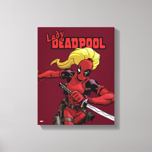 Lady Deadpool With Sword Canvas Print