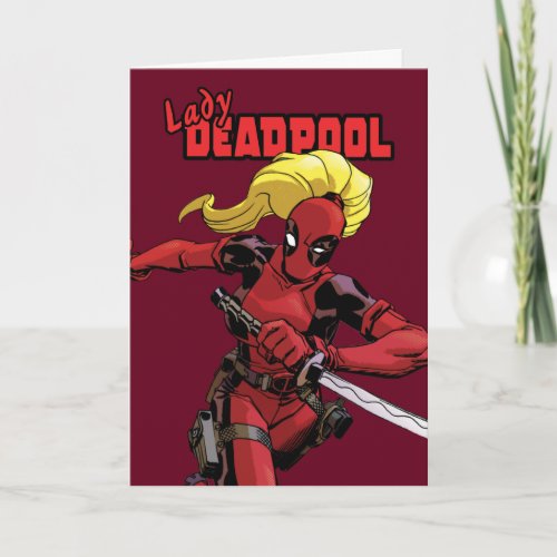 Lady Deadpool With Sword Card