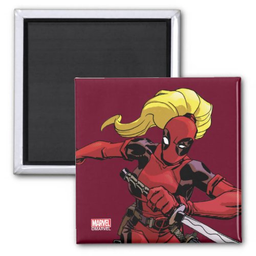 Lady Deadpool With Sword Magnet