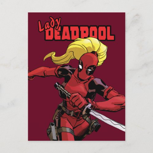 Lady Deadpool With Sword Postcard