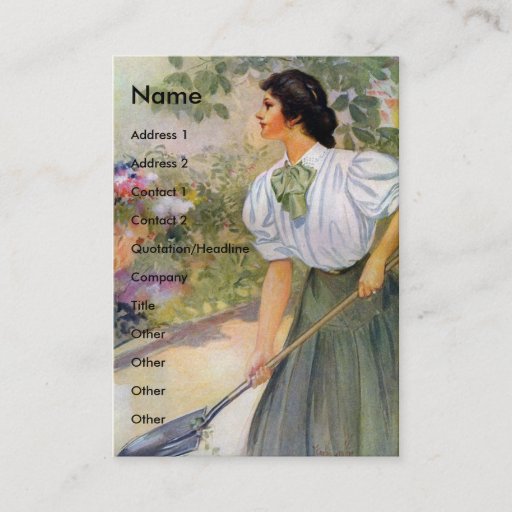 Customizable Lady Digging in Her Flower Garden Business Card