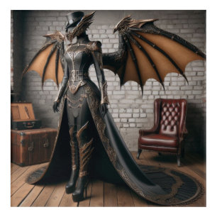 Lady Dragon Rider Steampunk Victorian Industrial Acrylic Print
