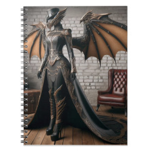 Lady Dragon Rider Steampunk Victorian Industrial Notebook