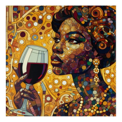 Lady drinking wine acrylic print