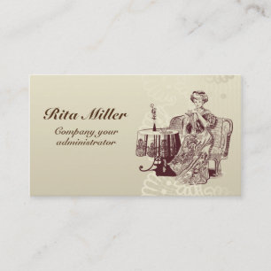 lady drinks tea business card