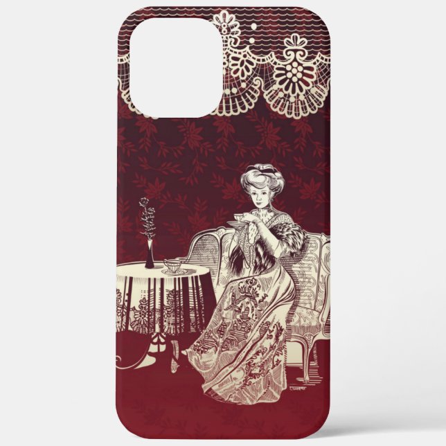lady drinks tea Case-Mate iPhone case (Back)