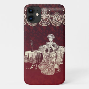 lady drinks tea iPhone 11 case