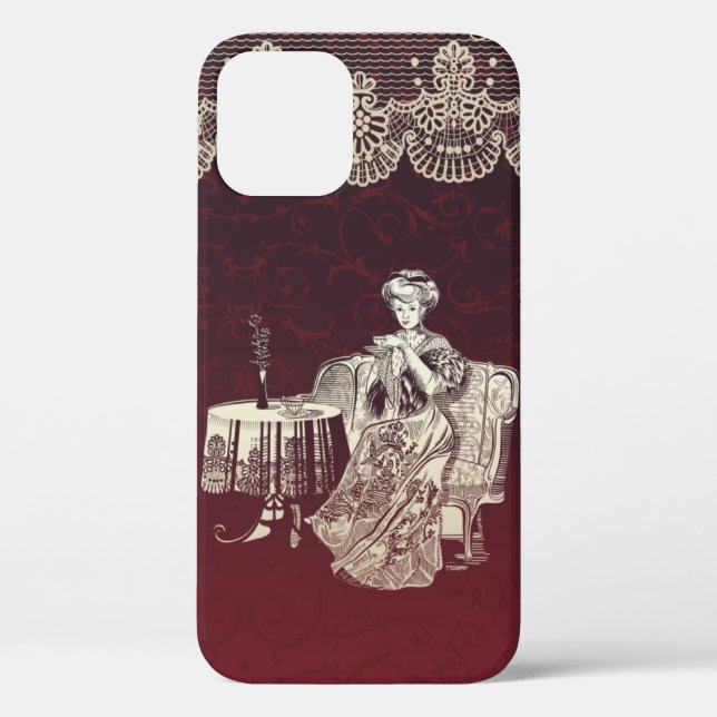 lady drinks tea Case-Mate iPhone case (Back)