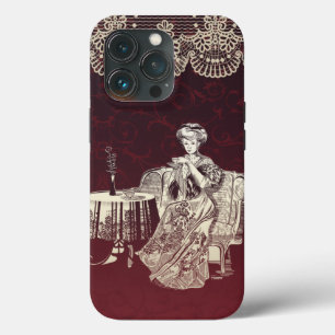 lady drinks tea iPhone 13 pro case