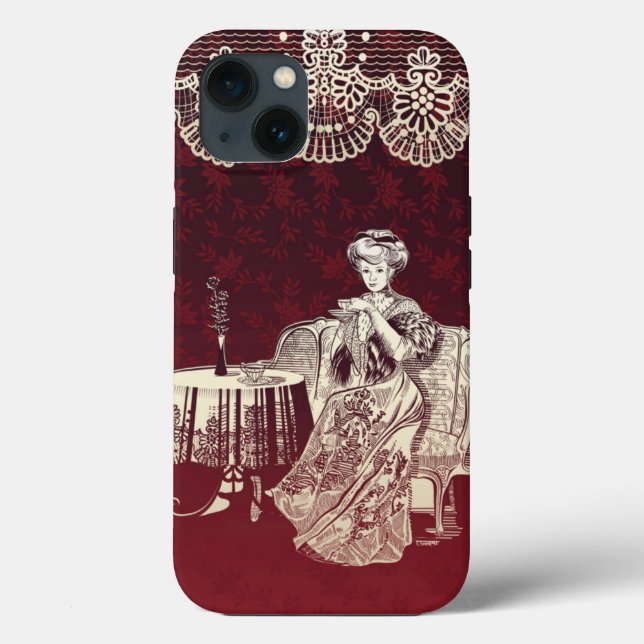lady drinks tea Case-Mate iPhone case (Back)