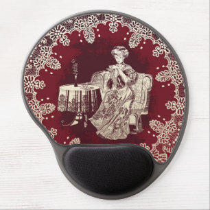 lady drinks tea gel mouse pad