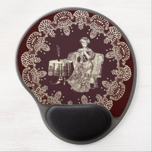 lady drinks tea gel mouse pad