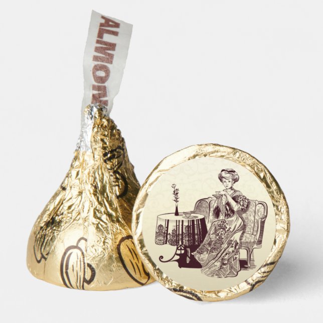  Lady drinks tea Hershey®'s Kisses® (Front)
