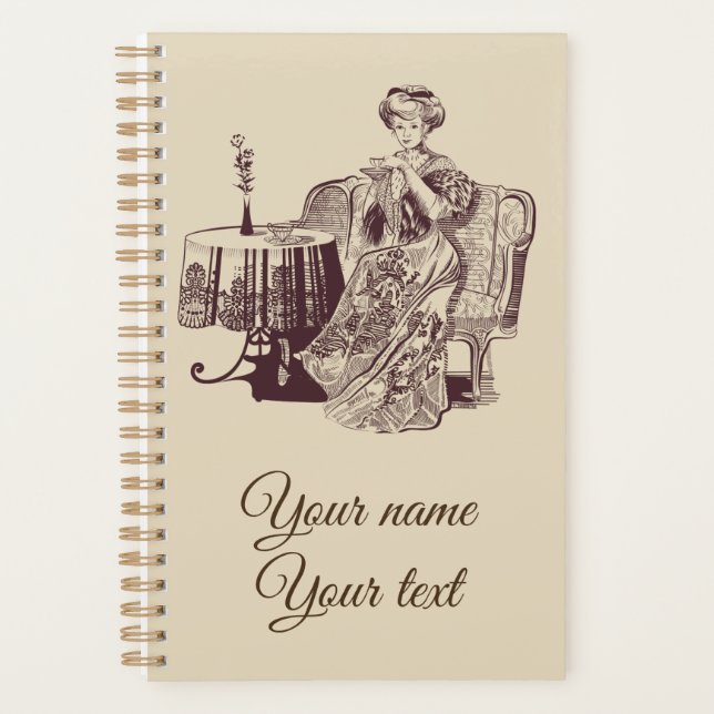 lady drinks tea planner (Front)