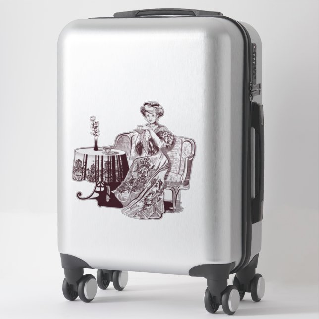 Lady drinks tea sticker (Suitcase)