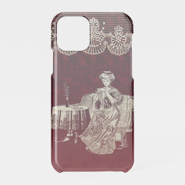 lady drinks tea uncommon iPhone case (Back)