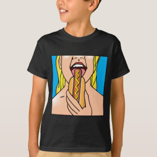Lady Eating Hot Dog T-Shirt
