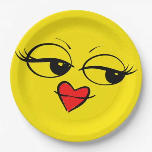 Lady Eyes Red Lips Face Funny Emoji Party Paper Plates