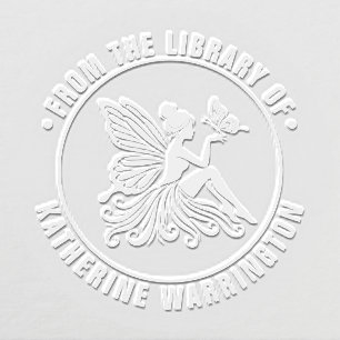 Lady Fairy Holding Butterfly Library Book Name Embosser