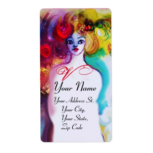 LADY FLORA MONOGRAM Beauty Salon Makeup Artist Label (Front)