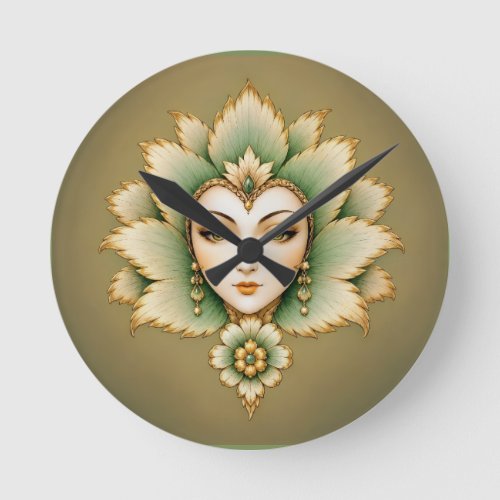 Lady Flower Emerald & Gold Earrings | Persian Lotu Round Clock