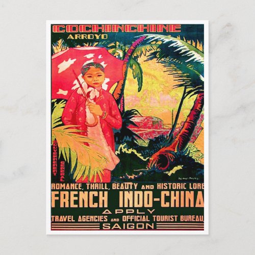 Lady from Saigon City Vietnam vintage travel Postcard