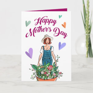 Lady Gardening Flowers Mother's Day Card