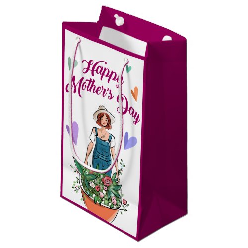 Lady Gardening Flowers Mothers Day Small Gift Bag