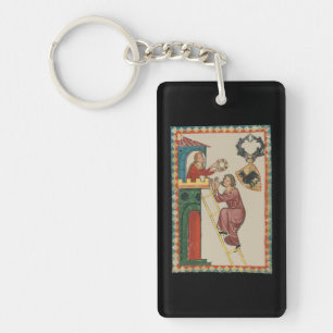 Lady Giving Gift to Suitor, 14th Century Keychain
