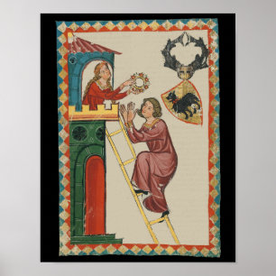 Lady Giving Gift to Suitor, 14th Century Poster