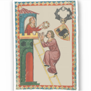 Lady Giving Gift to Suitor, 14th Century Sticker