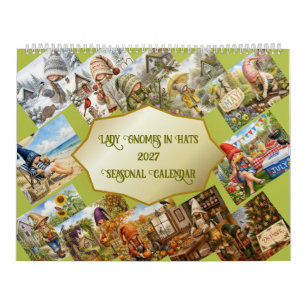 Lady Gnomes in Hats 2027 Folk Art Nisse Calendar