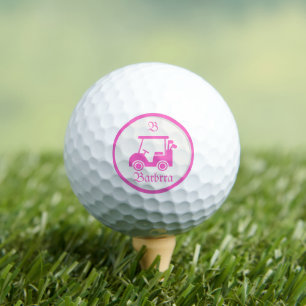 Lady Golf Cart Breast Cancer Awareness Personalize Balls