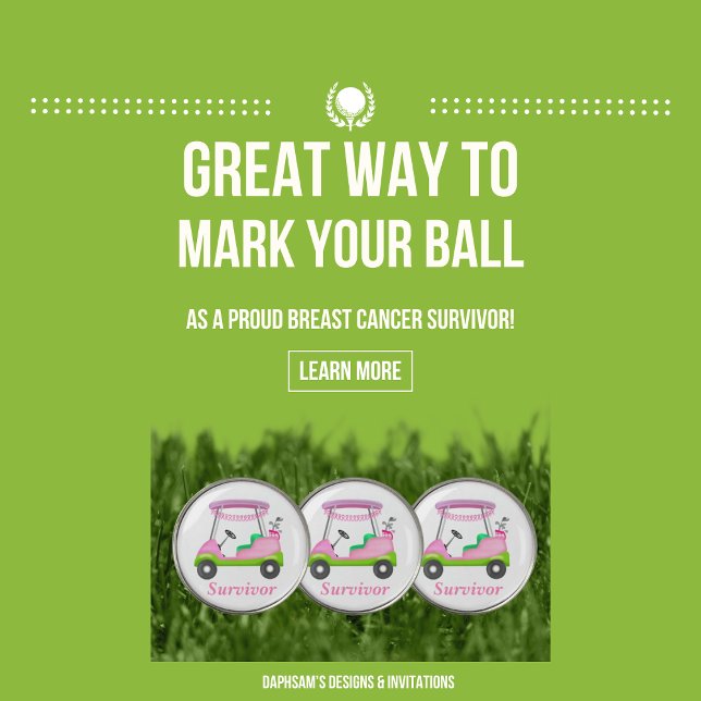 Lady Golf Cart Breast Cancer Personalized  Golf Ball Marker (Creator Uploaded)