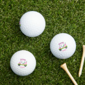 Lady Golf Cart Breast Cancer Personalized  Golf Balls (Insitu Grass)