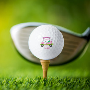 Lady Golf Cart Breast Cancer Personalized  Golf Balls