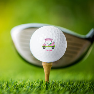 Lady Golf Cart Breast Cancer Personalized Golf Balls
