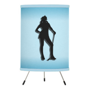 Lady Golf Design Blue Shade Tripod Lamp