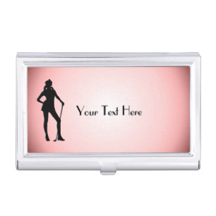 Lady Golf Personalized Business Card Case