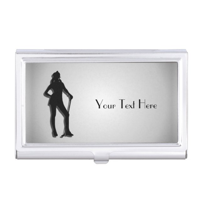 Lady Golf Personalized Business Card Case (Front)